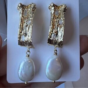 Dazzling Gold and Pearl Drop Earrings